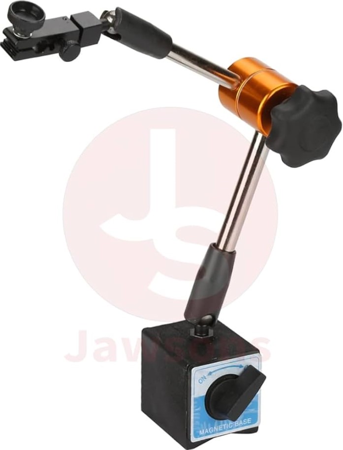 Dial Stand Yellow – Heavy Duty Magnetic Base Dial Gauge Stand 150mm Post Height | Fine Adjust Knob, 130lbs Pull Force Magnet, Flexible Arm | UAE Engineering Workshop Precision Tool